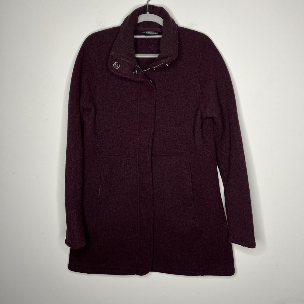 Kuhl Coat Womens‎ Large Purple Knit Zip Snap Stand Collar Warm Mid Length Fleece
